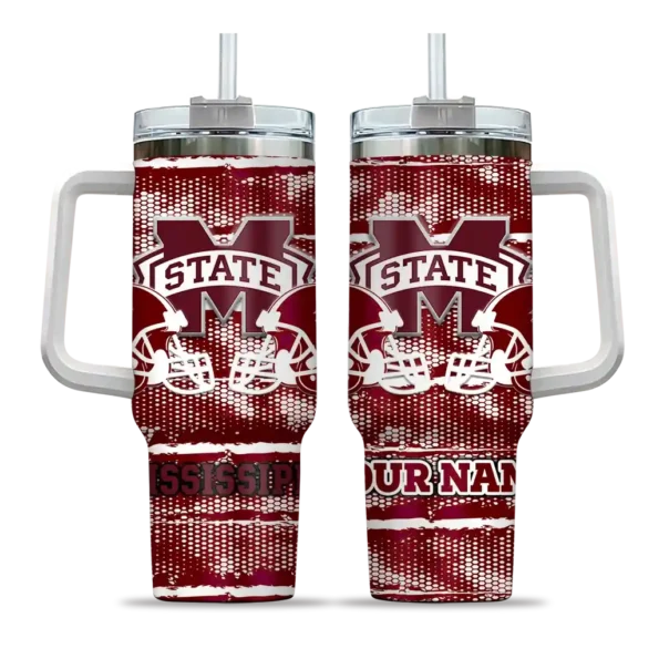 personalized mississippi state bulldogs honey streaks maroon curved tumbler best selling.webp