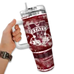 personalized mississippi state bulldogs honey streaks maroon curved tumbler best selling.webp