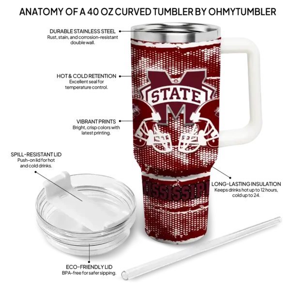personalized mississippi state bulldogs honey streaks maroon curved tumbler new arrival.webp