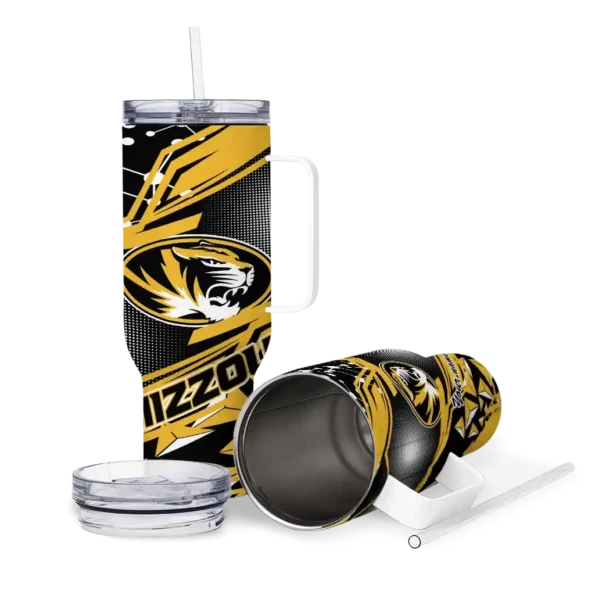 personalized missouri tigers abstract paths black curved tumbler high quality.webp