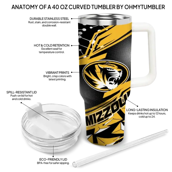 personalized missouri tigers abstract paths black curved tumbler new arrival.webp