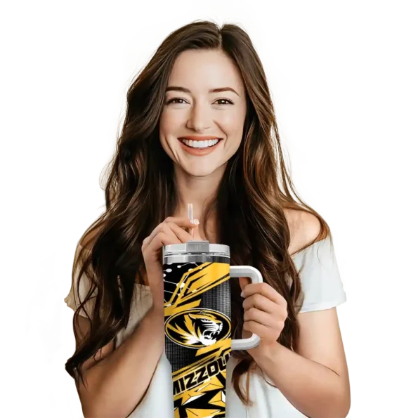personalized missouri tigers abstract paths black curved tumbler premium grade.webp