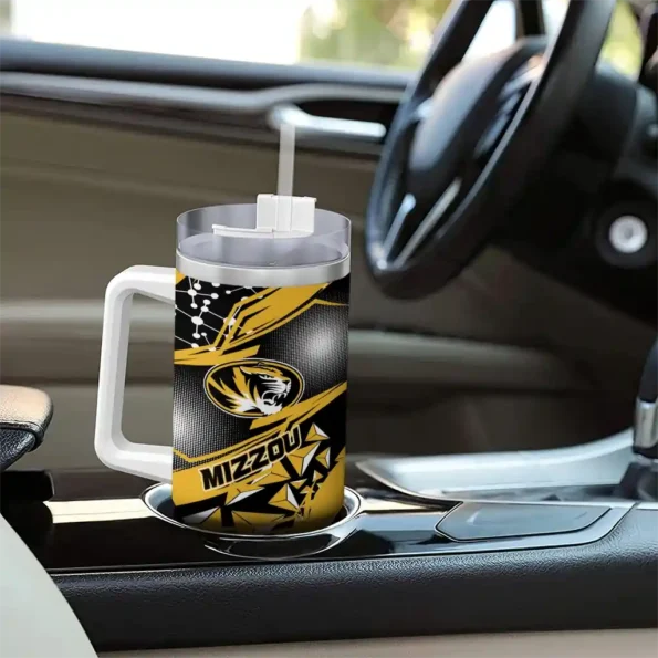 personalized missouri tigers abstract paths black curved tumbler trendy.webp