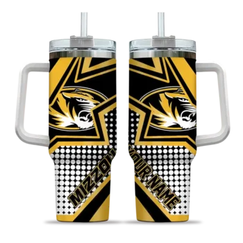 personalized missouri tigers arrow burst black curved tumbler best selling.webp