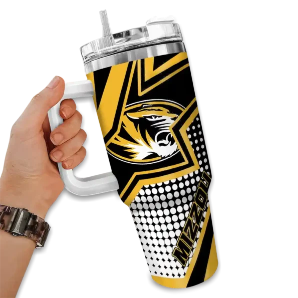 personalized missouri tigers arrow burst black curved tumbler fashion forward.webp