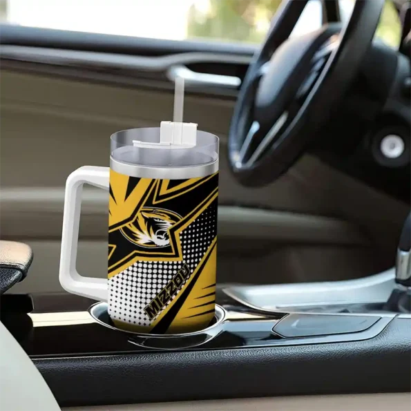 personalized missouri tigers arrow burst black curved tumbler trendy.webp