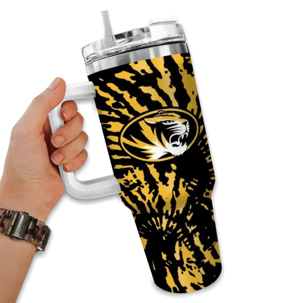 personalized missouri tigers burst swirl black curved tumbler fashion forward.webp