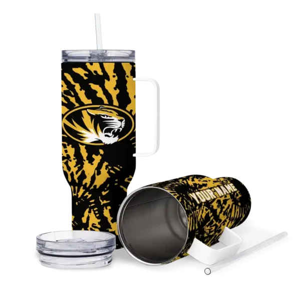 personalized missouri tigers burst swirl black curved tumbler high quality.webp