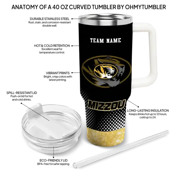 personalized missouri tigers geometric prism black curved tumbler new arrival.webp