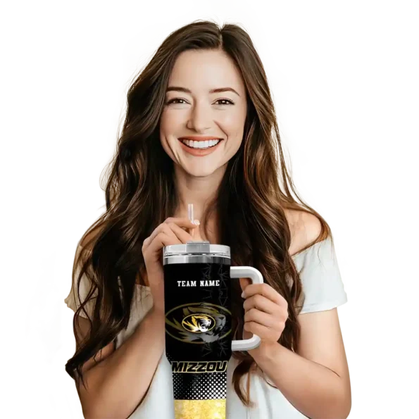 personalized missouri tigers geometric prism black curved tumbler premium grade.webp