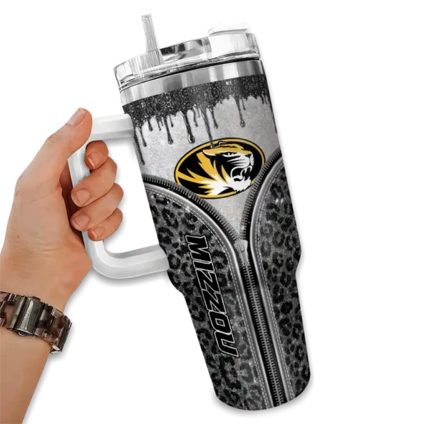 personalized missouri tigers leopard zipper black curved tumbler fashion forward.webp