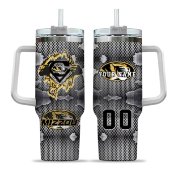 personalized missouri tigers superman shield black gray curved tumbler best selling.webp
