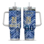 personalized navy midshipmen bold diamonds blue curved tumbler best selling.webp