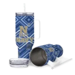 personalized navy midshipmen bold diamonds blue curved tumbler best selling.webp