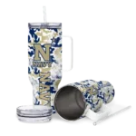 personalized navy midshipmen camo mashup blue white curved tumbler best selling.webp