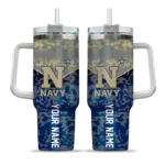personalized navy midshipmen chevron stripe blue curved tumbler best selling.webp