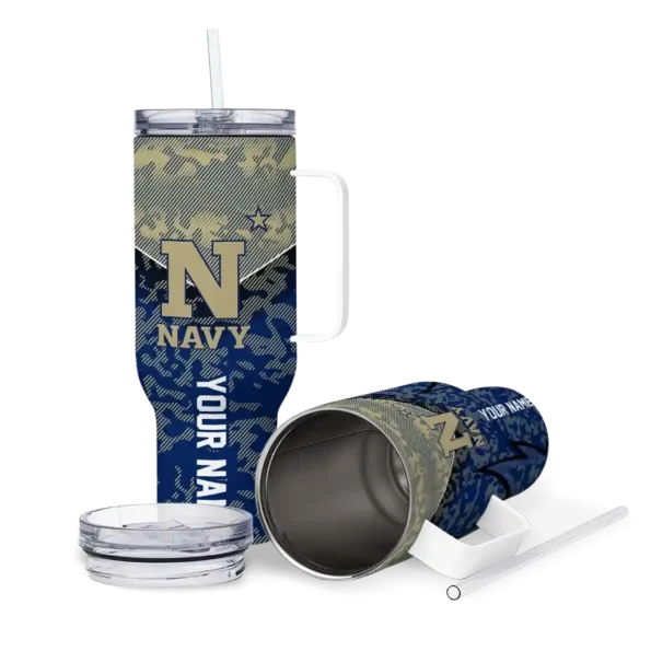 personalized navy midshipmen chevron stripe blue curved tumbler high quality.webp