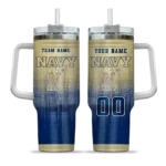 personalized navy midshipmen gradient dots blue curved tumbler best selling.webp