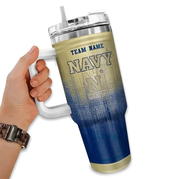 personalized navy midshipmen gradient dots blue curved tumbler fashion forward.webp