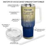 personalized navy midshipmen gradient dots blue curved tumbler best selling.webp