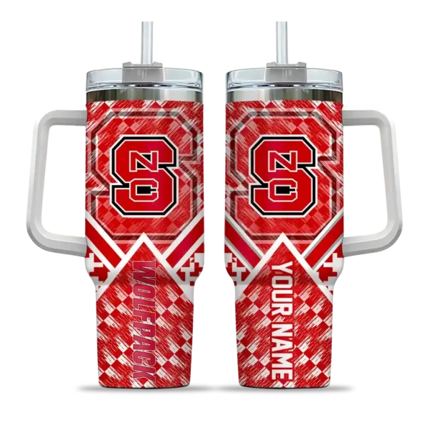 personalized nc state wolfpack chevron angle red curved tumbler best selling.webp