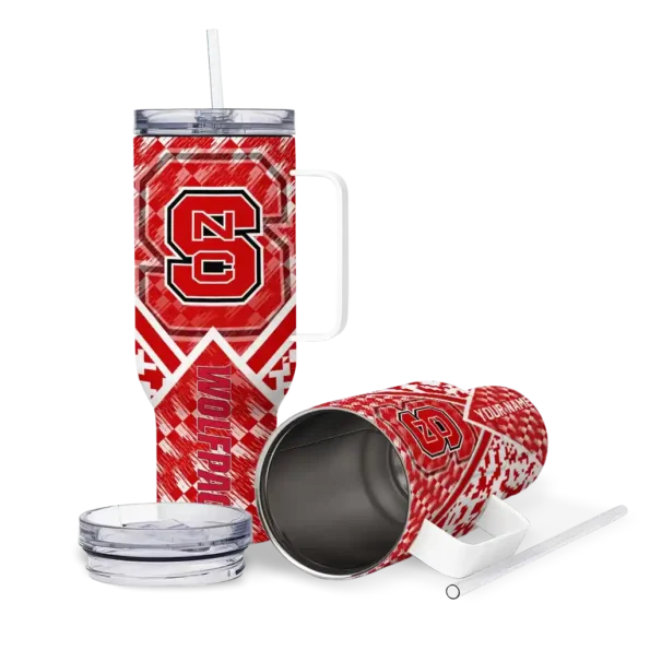 personalized nc state wolfpack chevron angle red curved tumbler high quality.webp