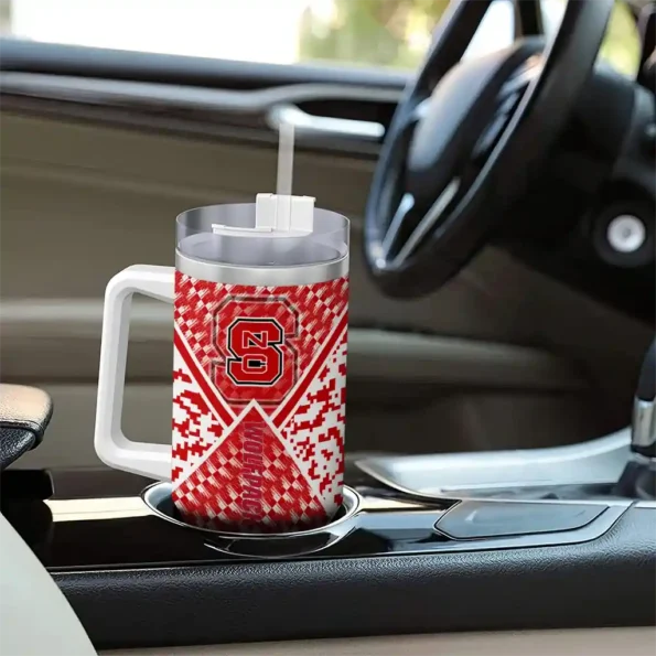 personalized nc state wolfpack chevron angle red curved tumbler trendy.webp