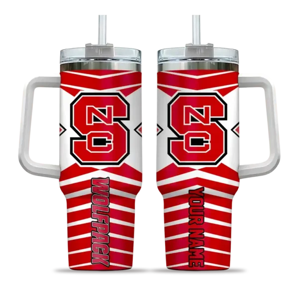 personalized nc state wolfpack chevron layers red curved tumbler best selling.webp