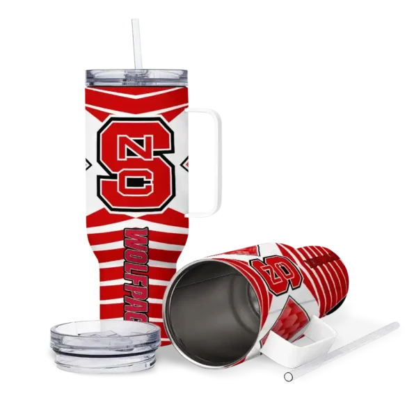 personalized nc state wolfpack chevron layers red curved tumbler high quality.webp