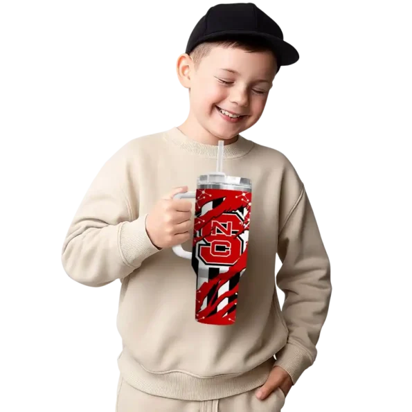 personalized nc state wolfpack claw cut red black curved tumbler latest model.webp