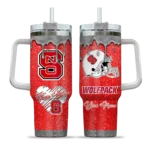 personalized nc state wolfpack heart helmet motif red curved tumbler best selling.webp