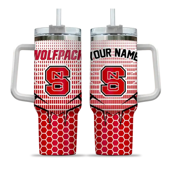 personalized nc state wolfpack hex texture red curved tumbler best selling.webp