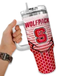 personalized nc state wolfpack hex texture red curved tumbler best selling.webp