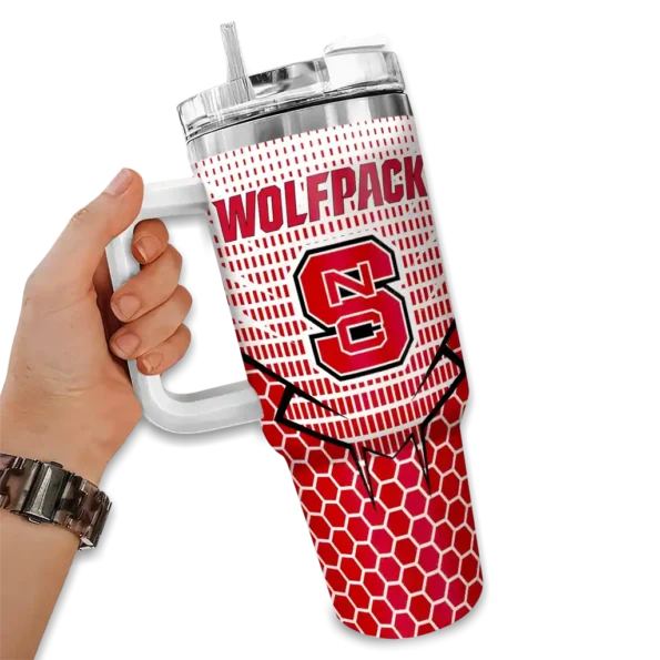 personalized nc state wolfpack hex texture red curved tumbler fashion forward.webp