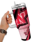 personalized nebraska cornhuskers arrow burst red curved tumbler best selling.webp