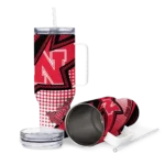 personalized nebraska cornhuskers arrow burst red curved tumbler best selling.webp