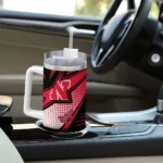 personalized nebraska cornhuskers arrow burst red curved tumbler best selling.webp