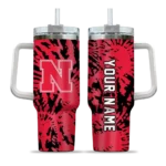 personalized nebraska cornhuskers burst swirl red curved tumbler best selling.webp