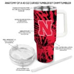personalized nebraska cornhuskers burst swirl red curved tumbler best selling.webp