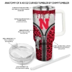 personalized nebraska cornhuskers leopard zipper red curved tumbler best selling.webp