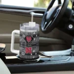 personalized nebraska cornhuskers superman shield red gray curved tumbler best selling.webp