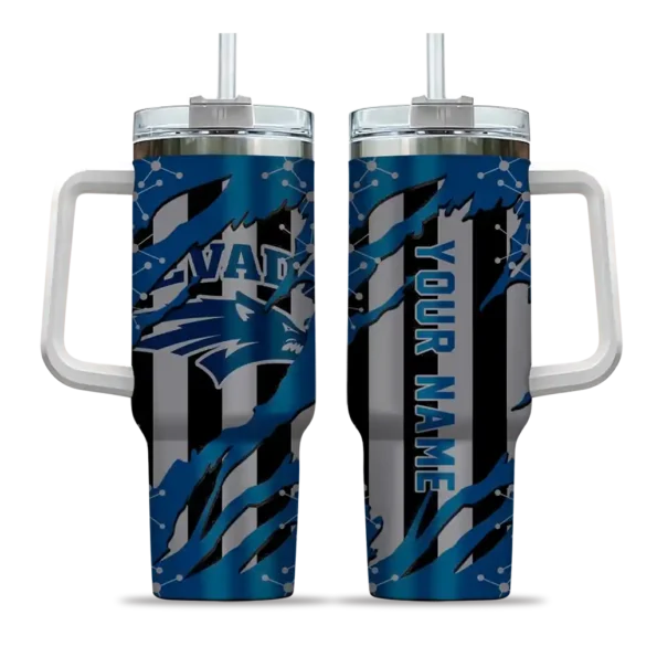personalized nevada wolf pack claw cut blue black curved tumbler best selling.webp
