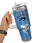 personalized nevada wolf pack heart helmet motif blue curved tumbler best selling.webp