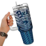 personalized nevada wolf pack hex texture blue curved tumbler best selling.webp