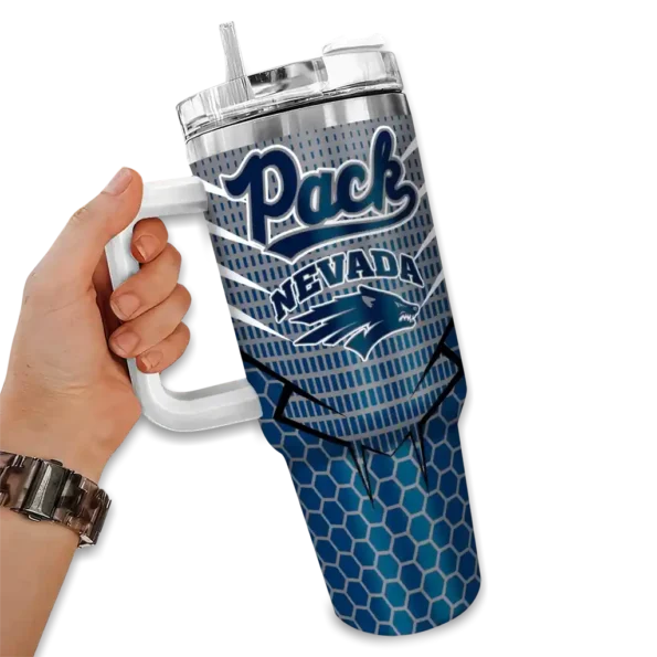 personalized nevada wolf pack hex texture blue curved tumbler fashion forward.webp