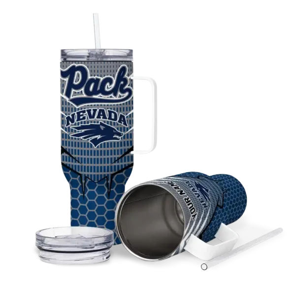 personalized nevada wolf pack hex texture blue curved tumbler high quality.webp