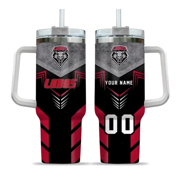 personalized new mexico lobos arrow armor red black curved tumbler best selling.webp