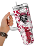 personalized new mexico lobos camo mashup red white curved tumbler best selling.webp