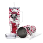 personalized new mexico lobos camo mashup red white curved tumbler best selling.webp