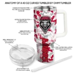 personalized new mexico lobos camo mashup red white curved tumbler best selling.webp